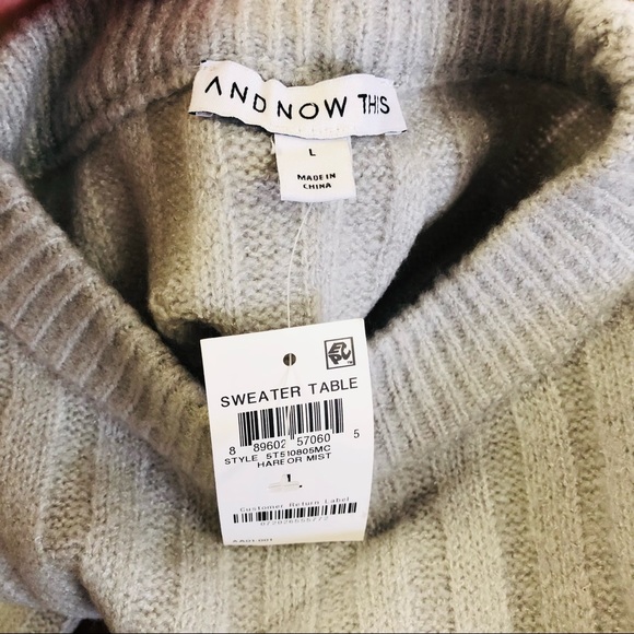 And Now This Gray Cropped Sweater Puffy Sleeves Large - Picture 4 of 5